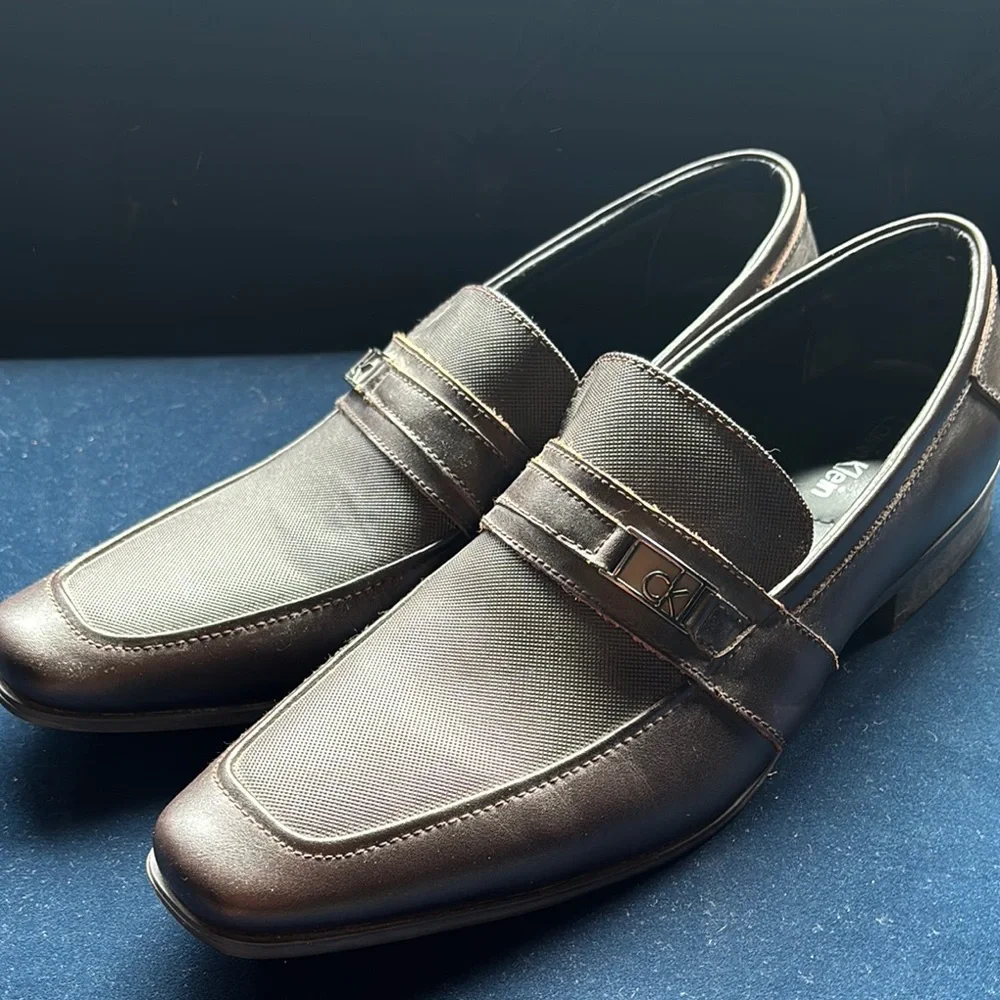 Calvin Klein Brown Leather Slip-On Loafers Men's Size 11 - Picture 5 of 11
